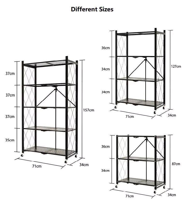 Étagère Métallique Pliable avec Roulettes – Robuste, Polyvalente et gain de place