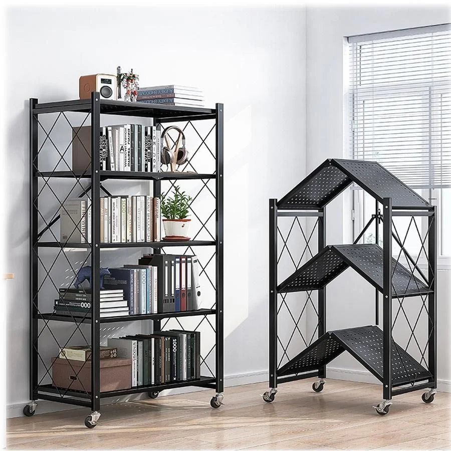 Étagère Métallique Pliable avec Roulettes – Robuste, Polyvalente et gain de place