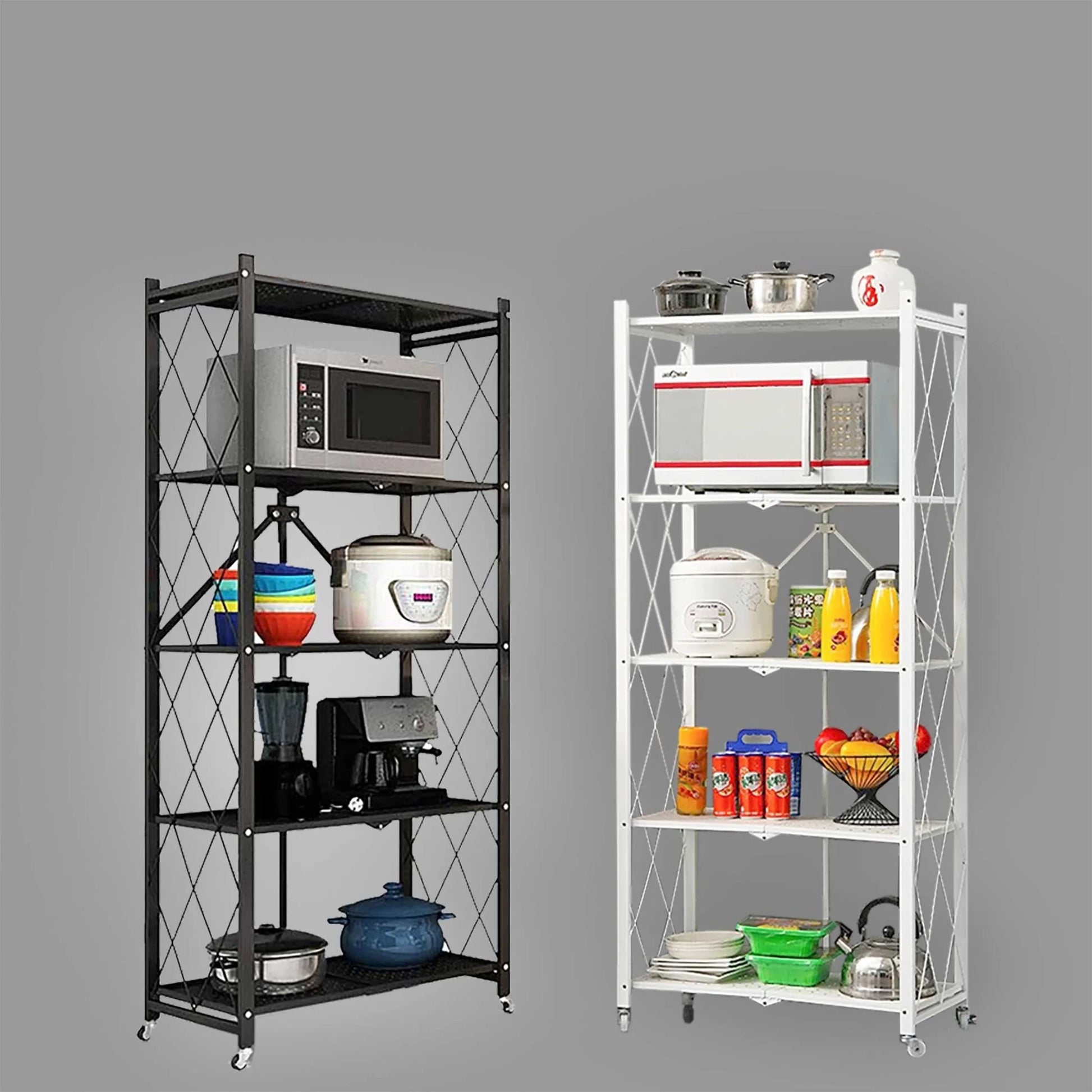 Étagère Métallique Pliable avec Roulettes – Robuste, Polyvalente et gain de place