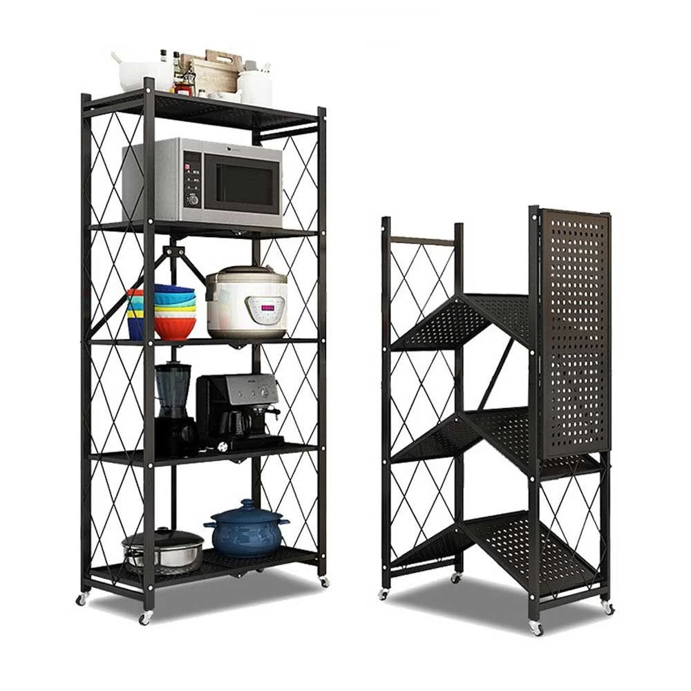 Étagère Métallique Pliable avec Roulettes – Robuste, Polyvalente et gain de place